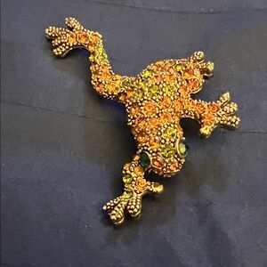 Swarovski Vibrant Orange and Green Reptile Pin